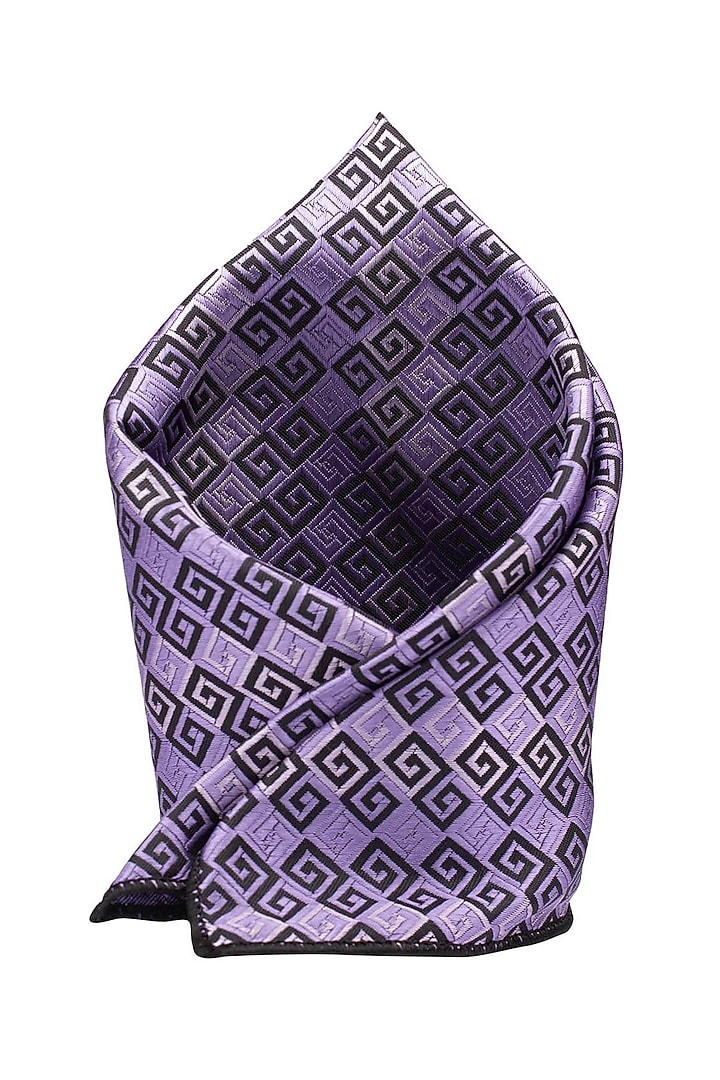 Purple Printed Pocket Square by THE TIE HUB at Pernia's Pop Up Shop