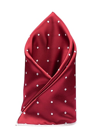 Maroon Printed Pocket Square by THE TIE HUB
