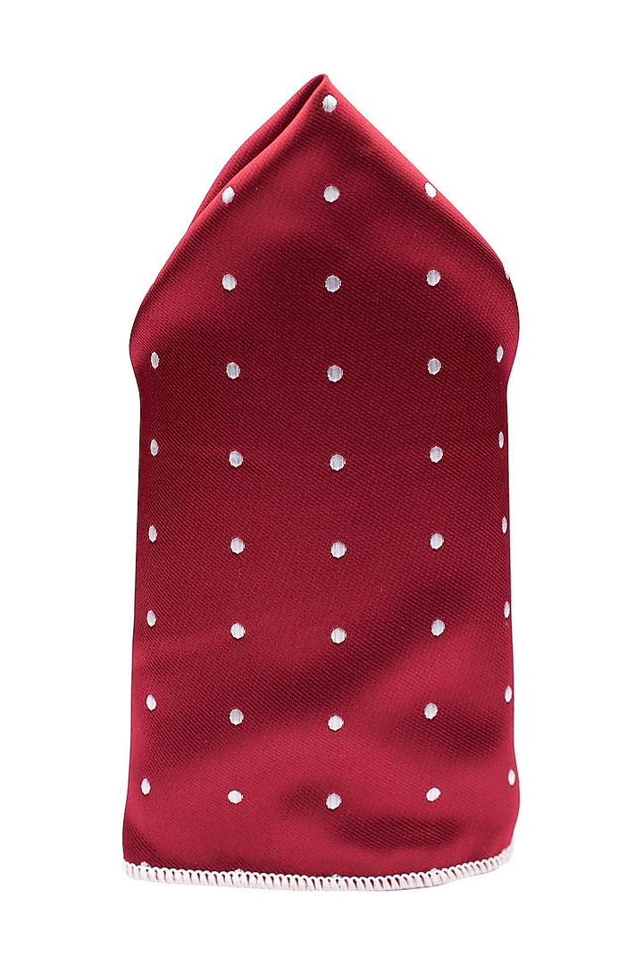 Maroon Printed Pocket Square by THE TIE HUB at Pernia's Pop Up Shop