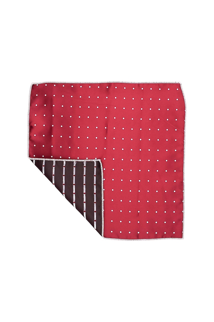 Maroon Printed Pocket Square by THE TIE HUB at Pernia's Pop Up Shop