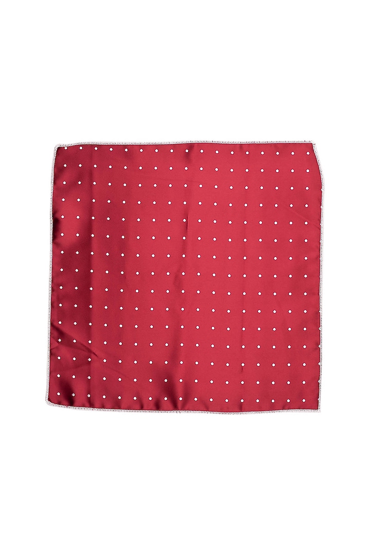 Maroon Printed Pocket Square by THE TIE HUB at Pernia's Pop Up Shop