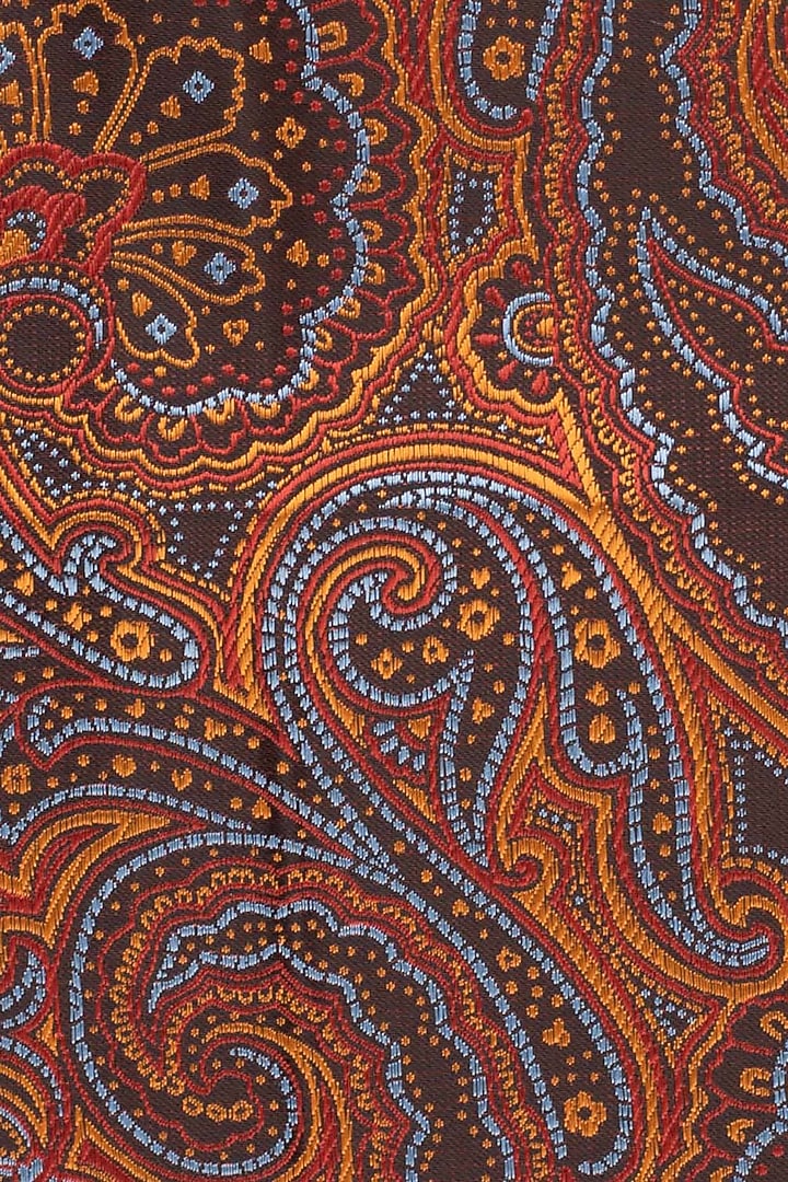 Orange Paisley Printed Pocket Square by THE TIE HUB at Pernia's Pop Up Shop