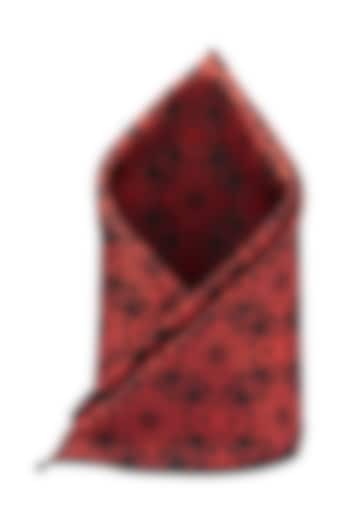 Red Printed Pocket Square by THE TIE HUB at Pernia's Pop Up Shop