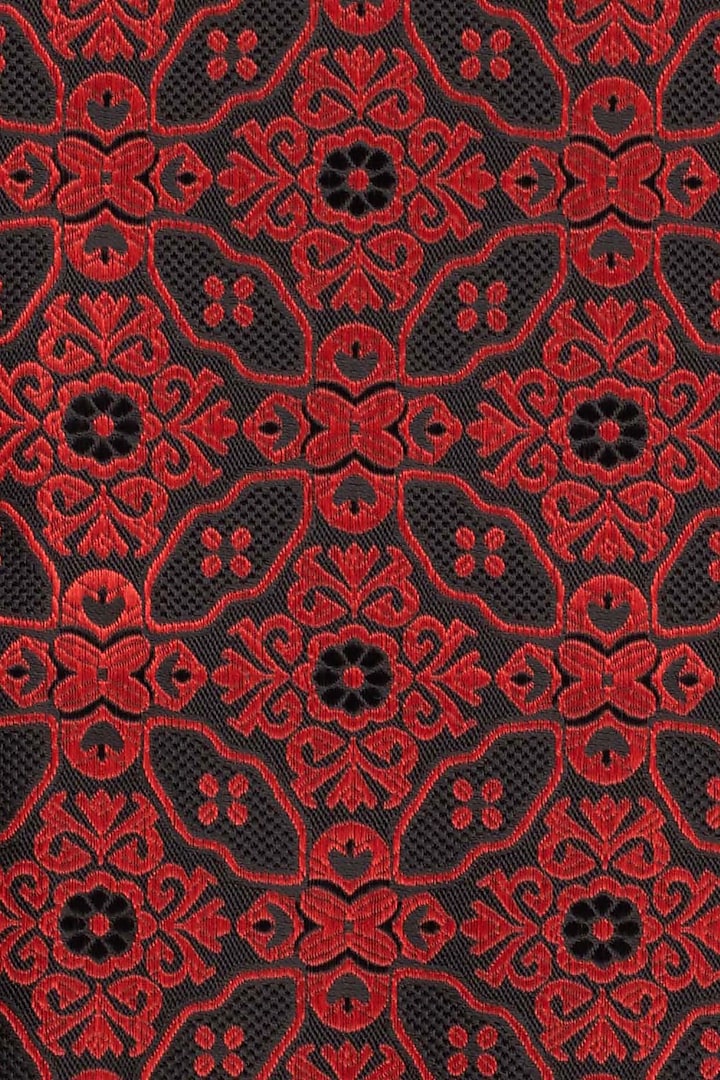 Red Printed Pocket Square by THE TIE HUB at Pernia's Pop Up Shop