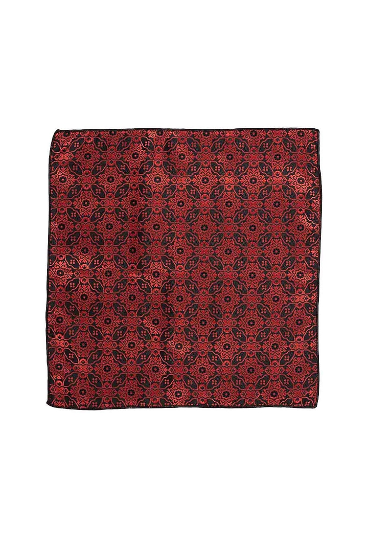 Red Printed Pocket Square by THE TIE HUB at Pernia's Pop Up Shop