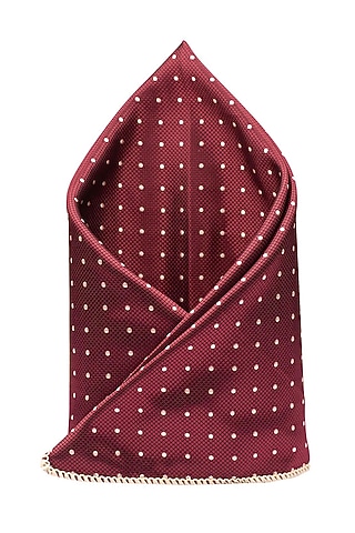 Maroon Polka Printed Pocket Square by THE TIE HUB