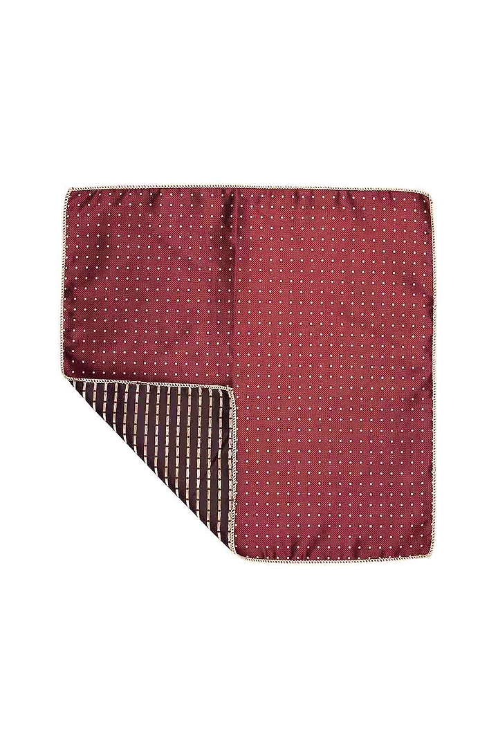 Maroon Polka Printed Pocket Square by THE TIE HUB at Pernia's Pop Up Shop