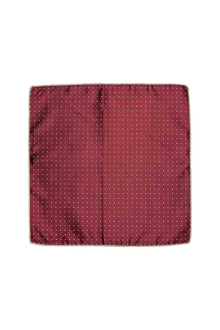 Maroon Polka Printed Pocket Square by THE TIE HUB at Pernia's Pop Up Shop