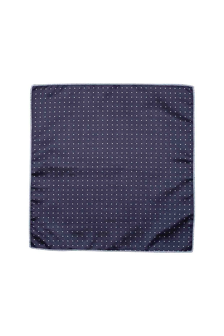 Navy Blue Polka Printed Pocket Square by THE TIE HUB at Pernia's Pop Up Shop