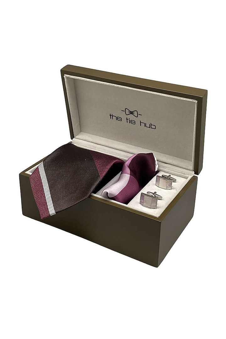 Pink Hand Stitched Necktie Set (Set Of 3) by THE TIE HUB