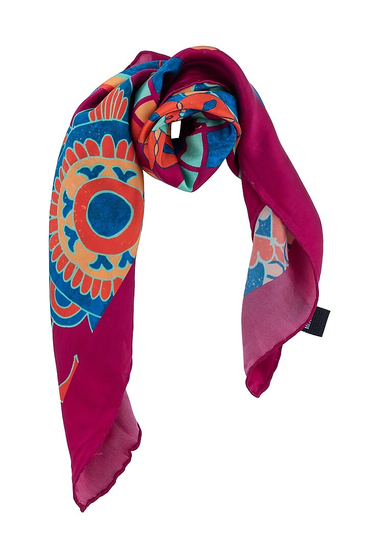 Maroon Printed Neckerchief by THE TIE HUB at Pernia's Pop Up Shop