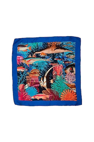 Blue Silk Printed Neckerchief by THE TIE HUB