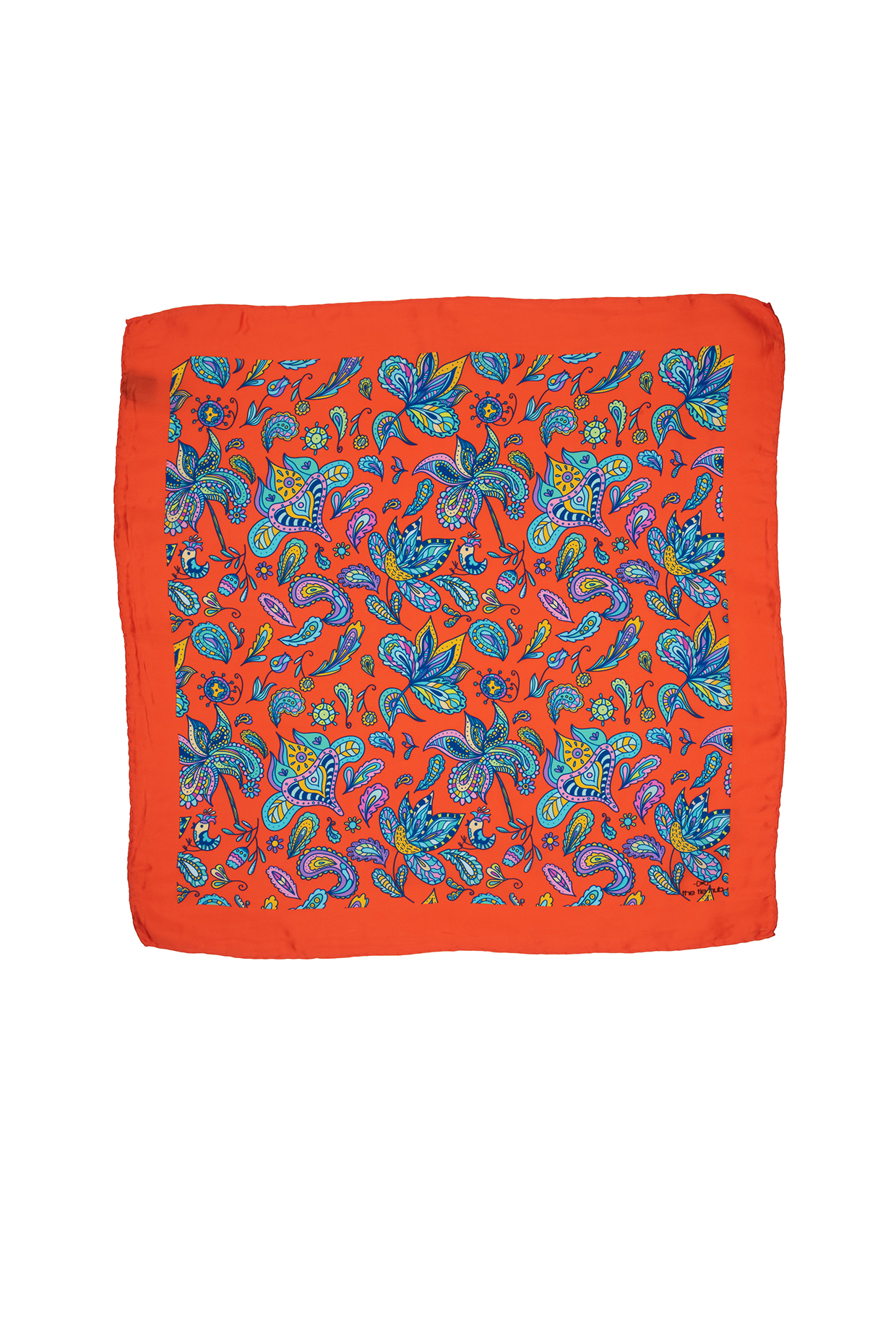 Orange Silk Printed Neckerchief by THE TIE HUB