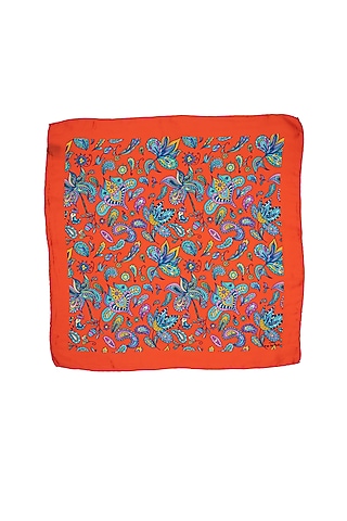 Orange Silk Printed Neckerchief by THE TIE HUB