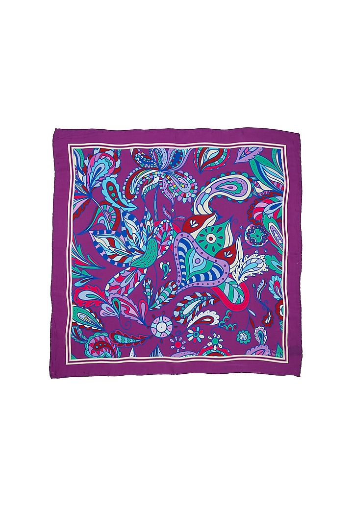 Purple Silk Printed Neckerchief by THE TIE HUB