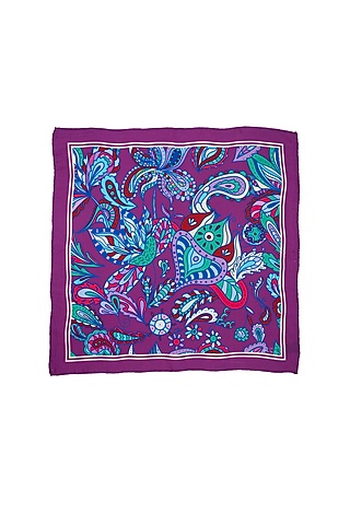 Purple Silk Printed Neckerchief by THE TIE HUB