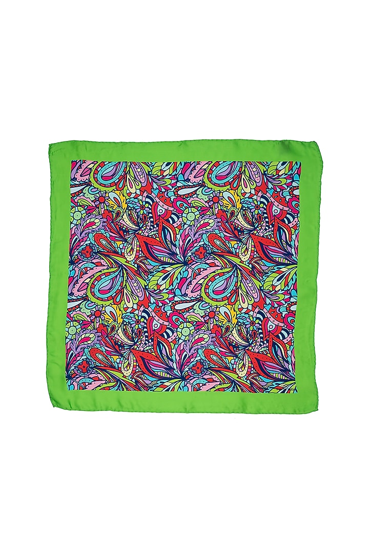 Green Silk Printed Neckerchief by THE TIE HUB