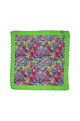 Green Silk Printed Neckerchief by THE TIE HUB