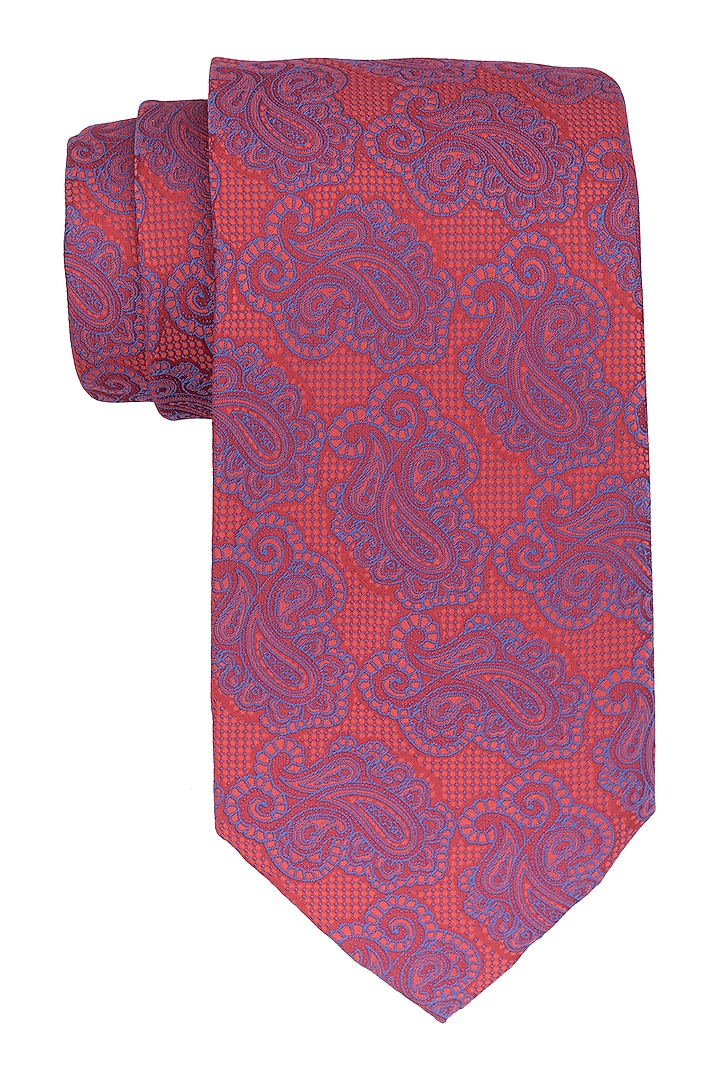 Red Printed Necktie by THE TIE HUB