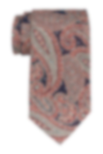 Orange Paisley Printed Necktie by THE TIE HUB at Pernia's Pop Up Shop
