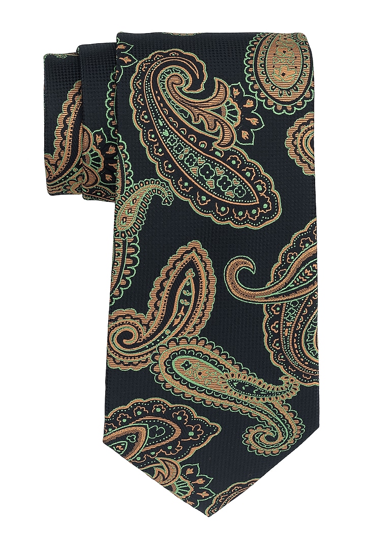 Black Printed Necktie by THE TIE HUB