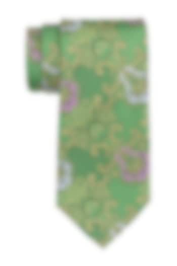 Green Printed Necktie by THE TIE HUB