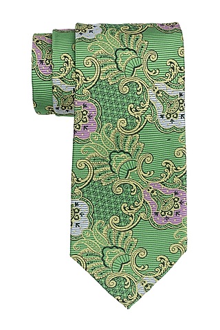 Green Printed Necktie by THE TIE HUB