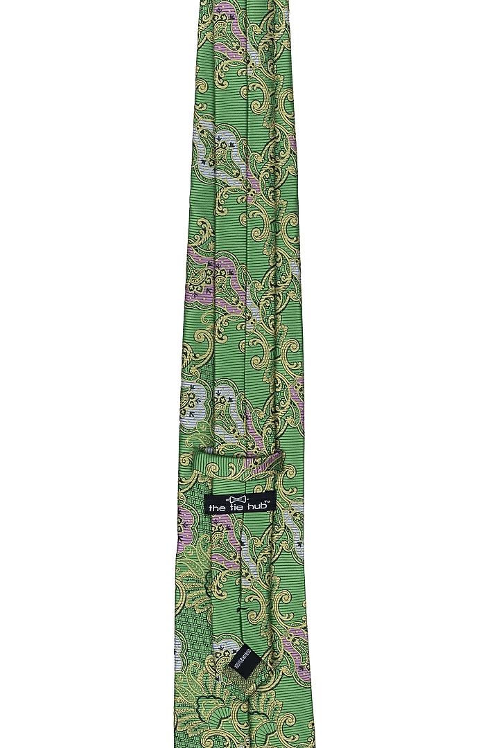 Green Printed Necktie by THE TIE HUB at Pernia's Pop Up Shop
