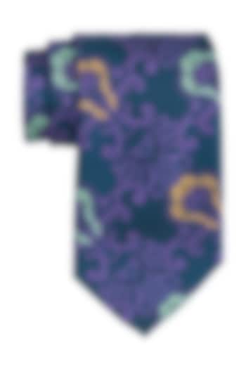Green & Purple Printed Necktie by THE TIE HUB