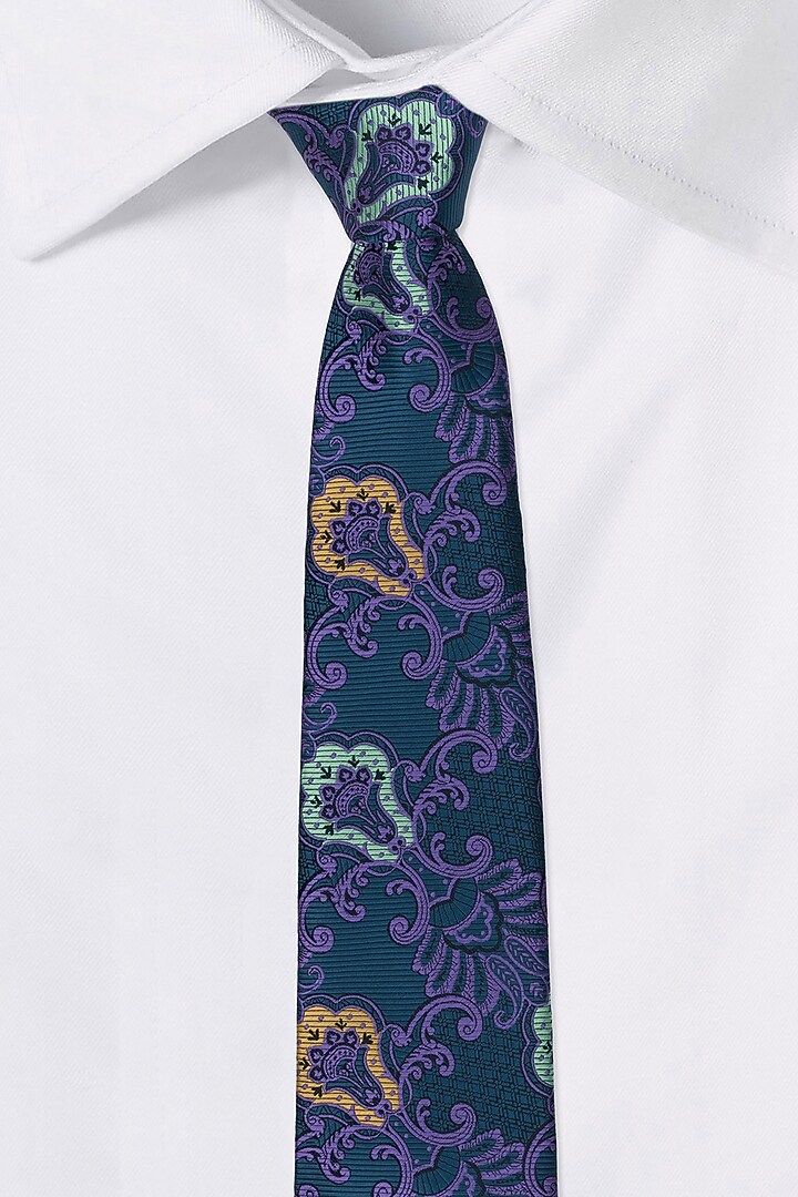 Green & Purple Printed Necktie by THE TIE HUB at Pernia's Pop Up Shop