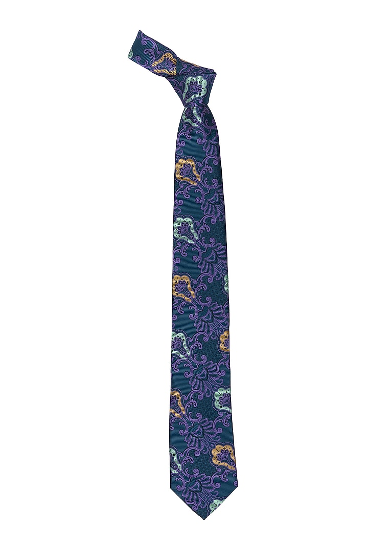 Green & Purple Printed Necktie by THE TIE HUB at Pernia's Pop Up Shop
