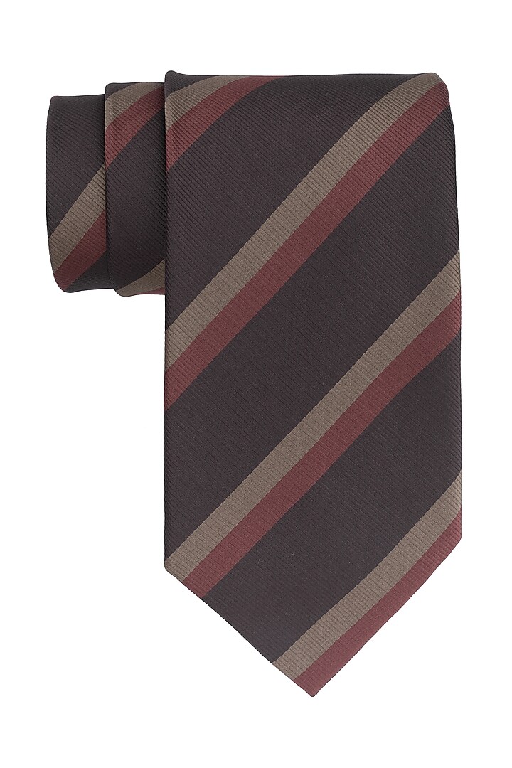 Brown Striped Necktie by THE TIE HUB
