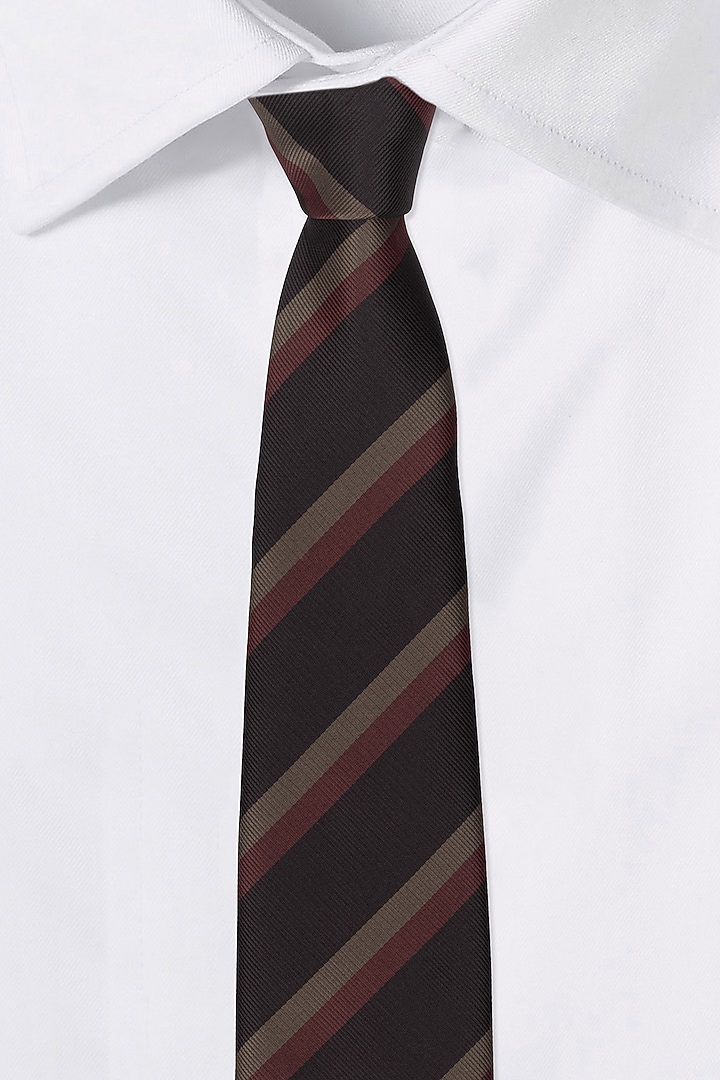 Brown Striped Necktie by THE TIE HUB at Pernia's Pop Up Shop