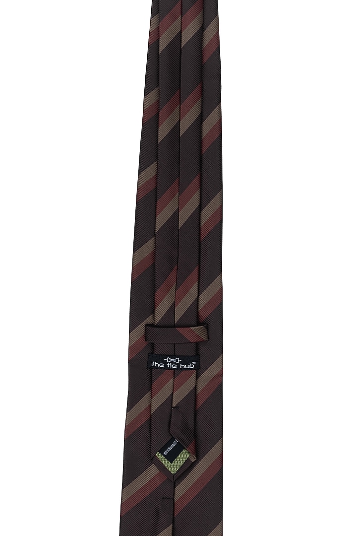 Brown Striped Necktie by THE TIE HUB at Pernia's Pop Up Shop