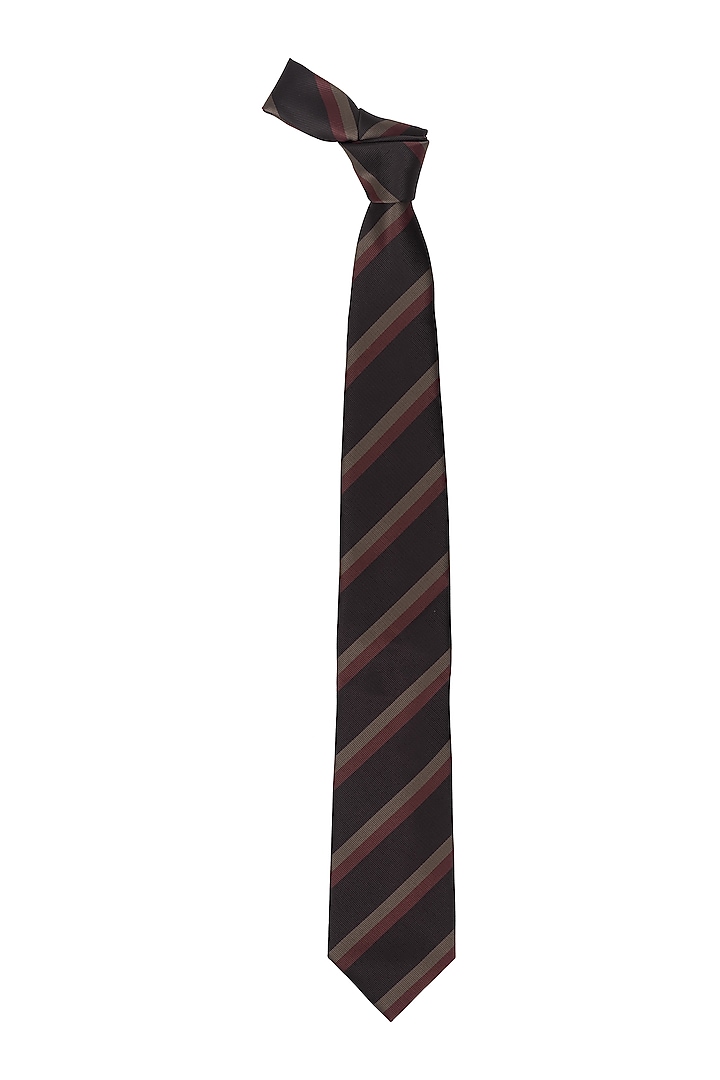 Brown Striped Necktie by THE TIE HUB at Pernia's Pop Up Shop
