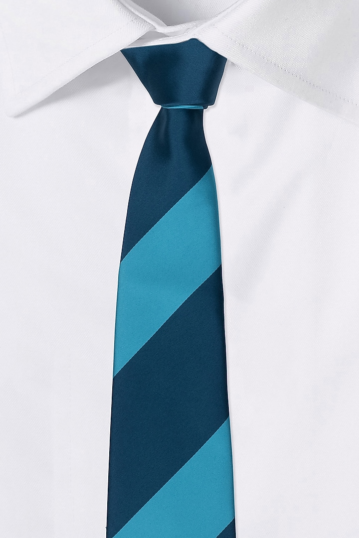Turquoise Striped Necktie by THE TIE HUB at Pernia's Pop Up Shop