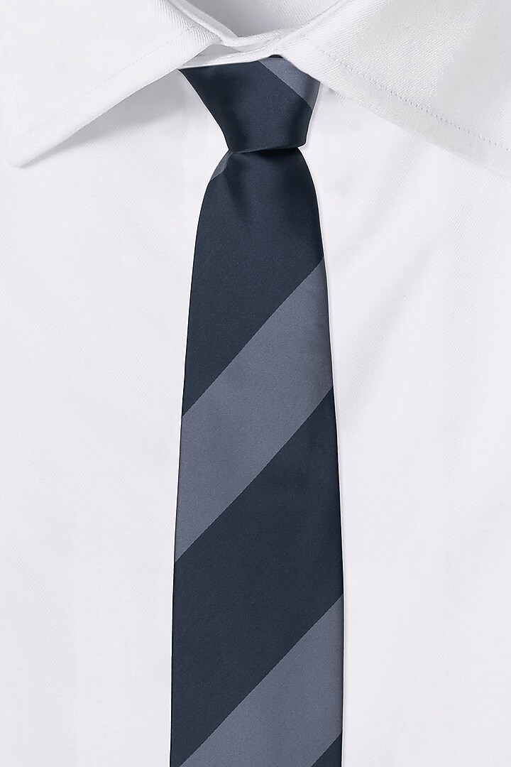 Grey Striped Necktie by THE TIE HUB at Pernia's Pop Up Shop