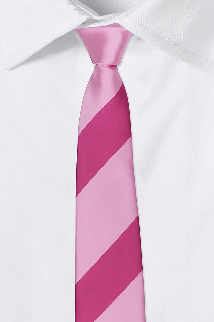Pink Striped Necktie by THE TIE HUB at Pernia's Pop Up Shop