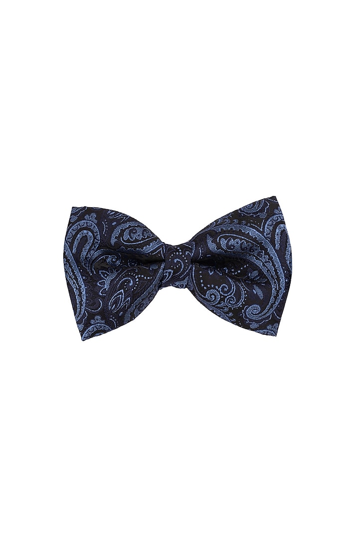 Navy Blue Paisley Printed Bow Tie by THE TIE HUB