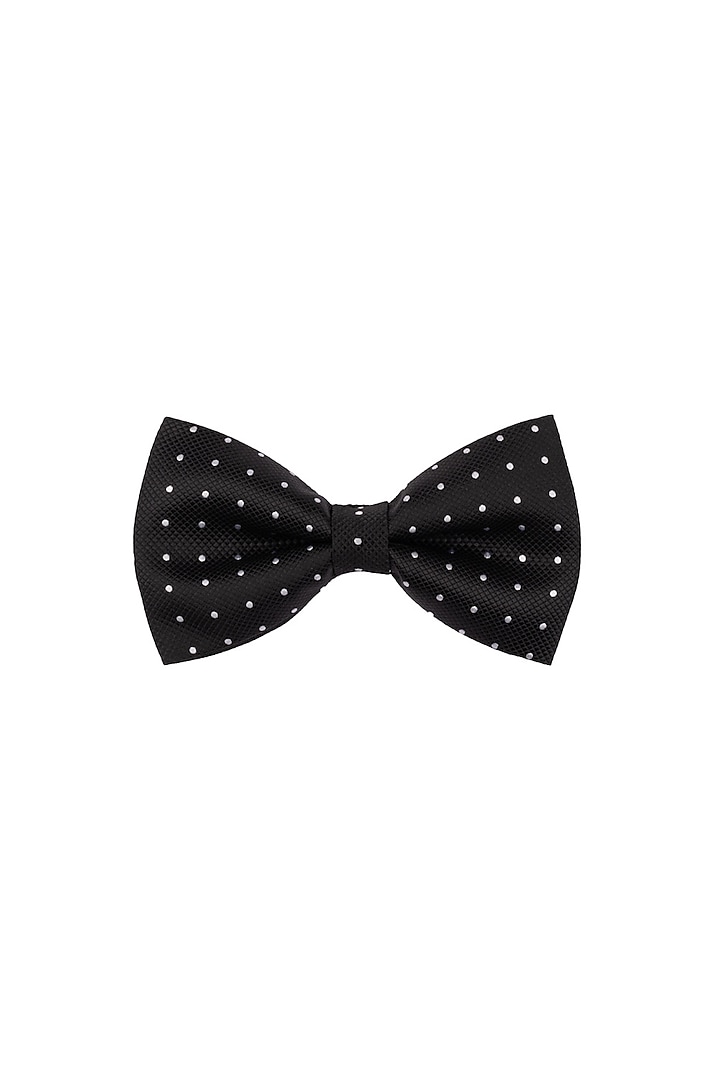 Black Microfiber Printed Bow Tie by THE TIE HUB