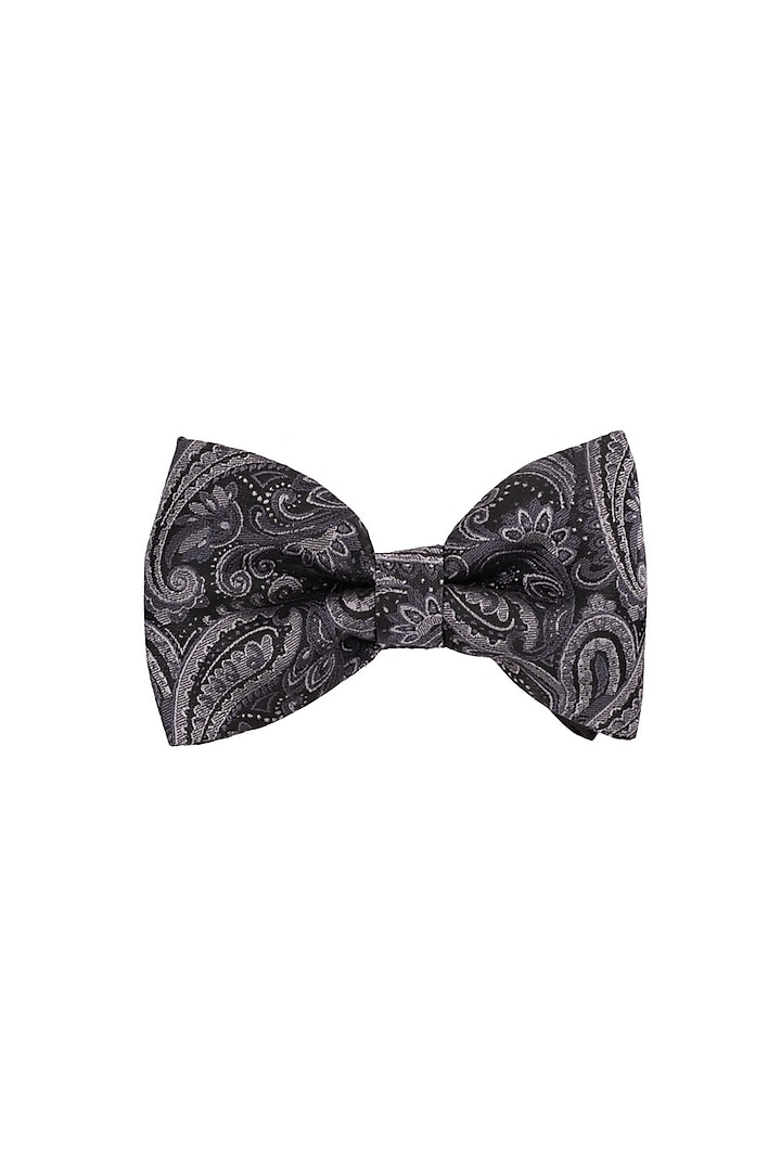 Grey Paisley Printed Bow Tie by THE TIE HUB