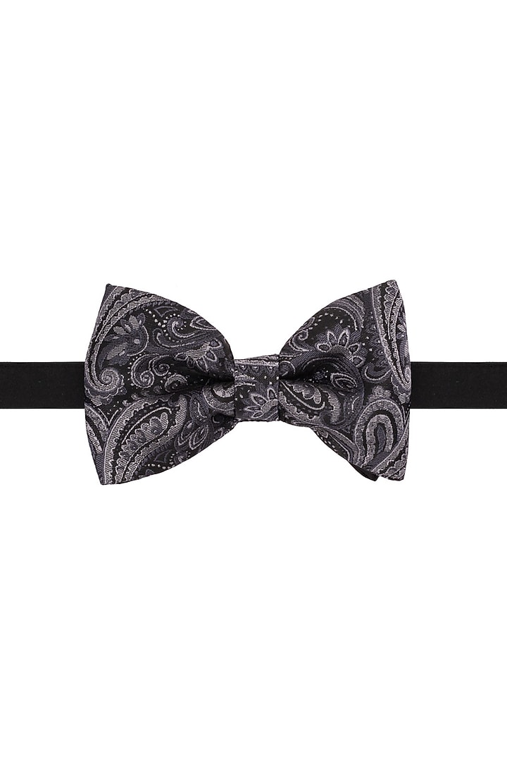Grey Paisley Printed Bow Tie by THE TIE HUB at Pernia's Pop Up Shop