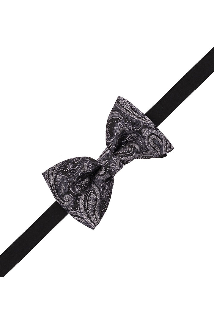 Grey Paisley Printed Bow Tie by THE TIE HUB at Pernia's Pop Up Shop