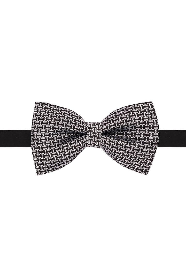 Grey Microfiber Printed Bow Tie by THE TIE HUB at Pernia's Pop Up Shop