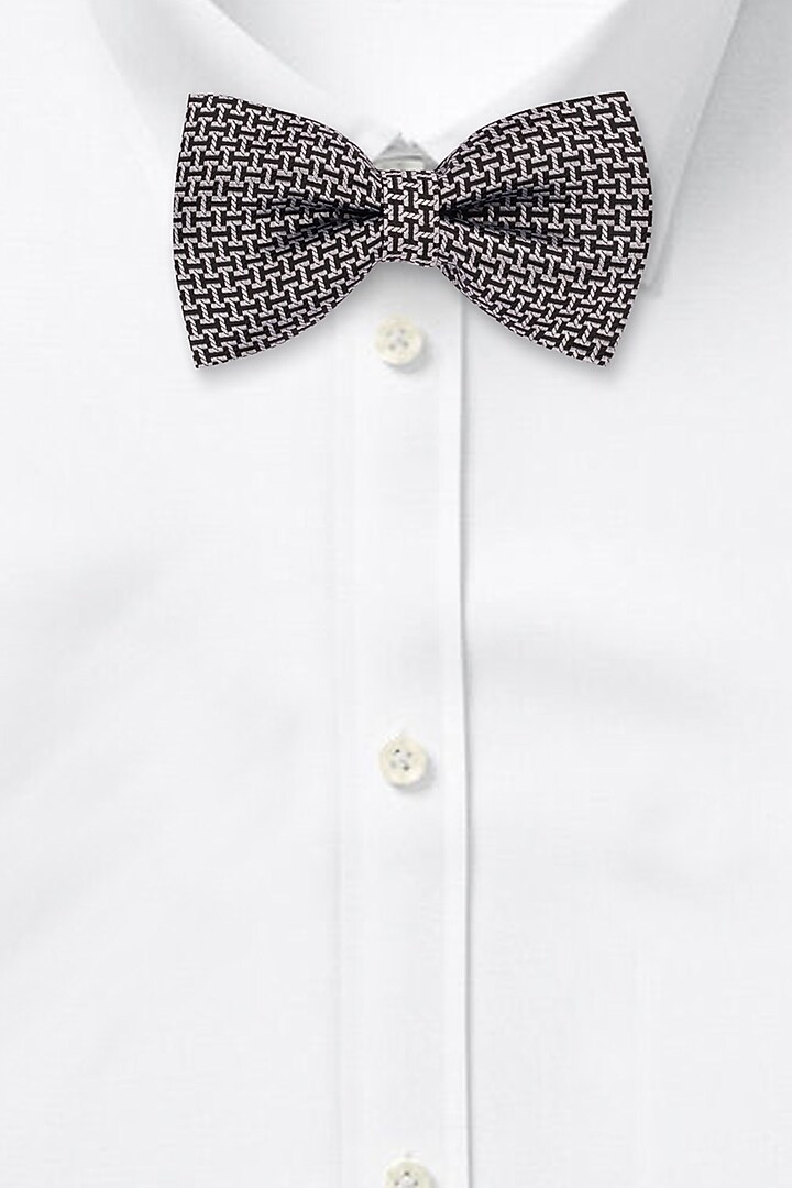 Grey Microfiber Printed Bow Tie by THE TIE HUB at Pernia's Pop Up Shop