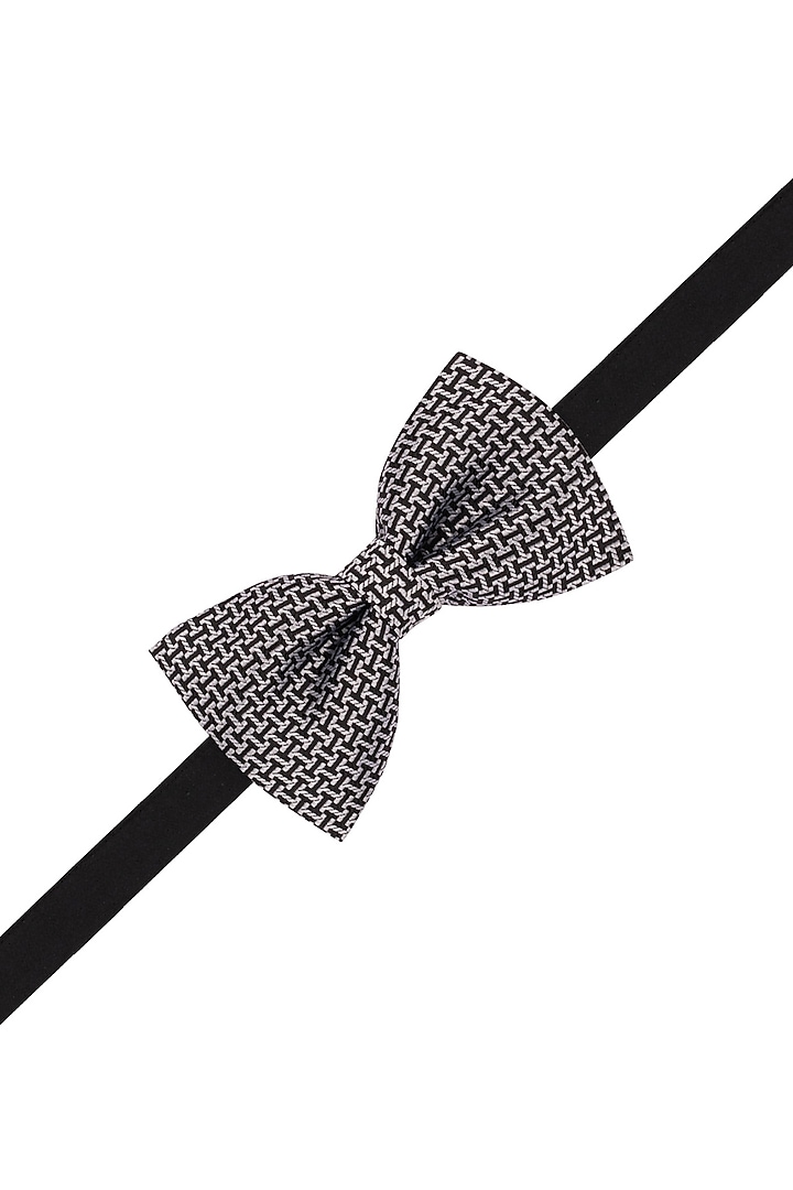 Grey Microfiber Printed Bow Tie by THE TIE HUB at Pernia's Pop Up Shop