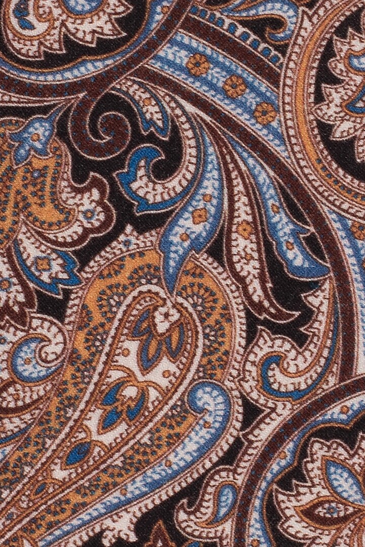 Black Wool Printed Pocket Square by THE TIE HUB at Pernia's Pop Up Shop