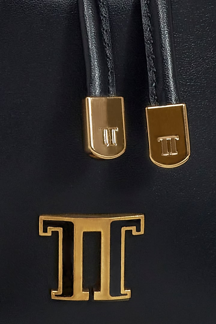 Black Leather Bucket Bag by Tarun Tahiliani Accessories at Pernia's Pop Up Shop