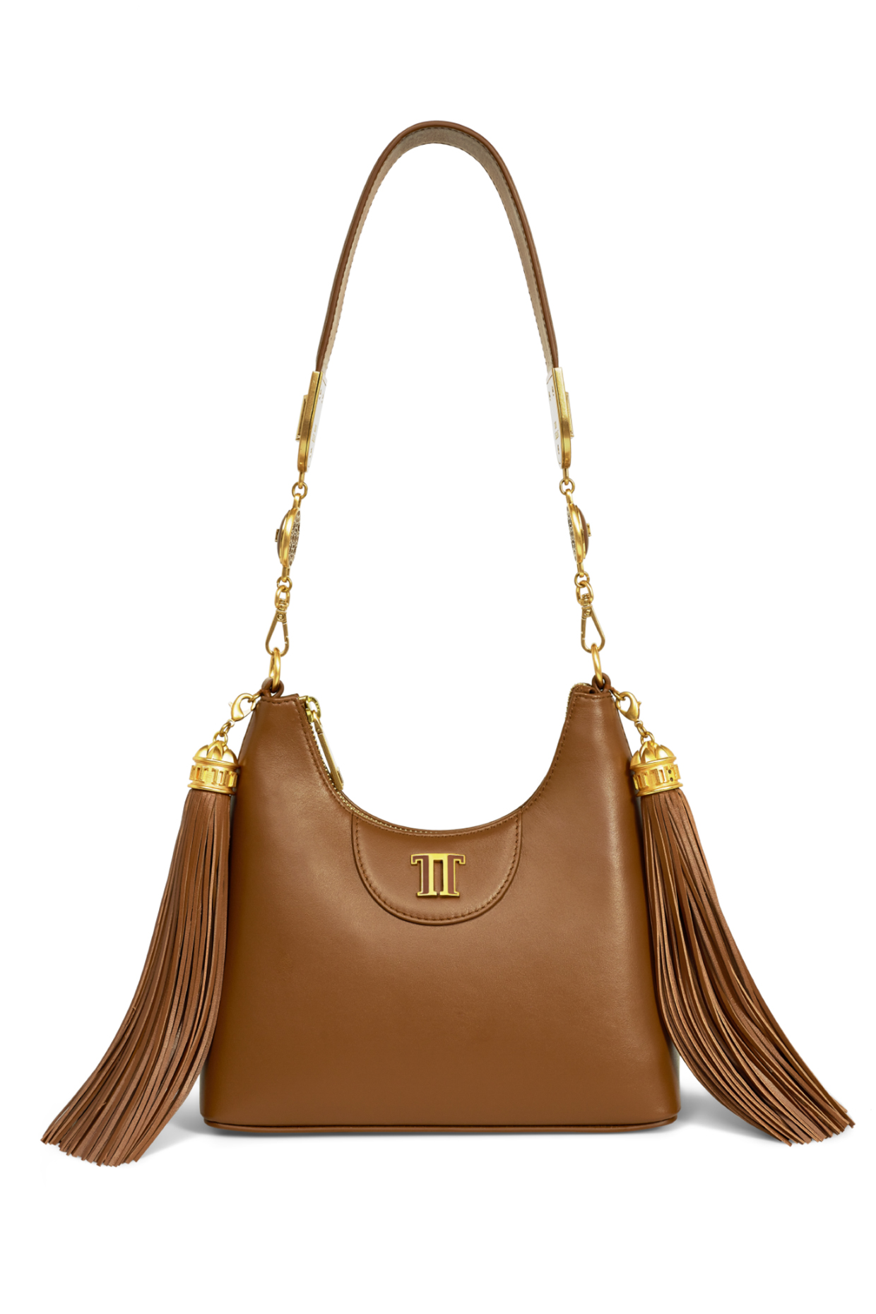 Indus Tan Leather Structured Shoulder Bag by Tarun Tahiliani Accessories at Pernia's Pop Up Shop
