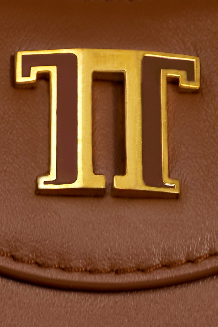 Indus Tan Leather Structured Shoulder Bag by Tarun Tahiliani Accessories at Pernia's Pop Up Shop